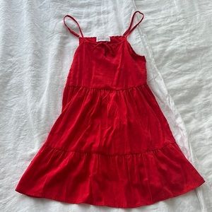 Self contrast strappy red dress